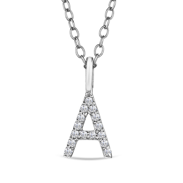 Love Letter Initial A Lab Diamond Necklace set in 9K White Gold